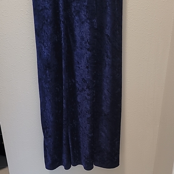 NWT Velvet Maxi Dress Size M Navy Blue Low Back Whimsigoth Deadstock Y2K 90s - Picture 6 of 13